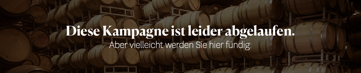 Zeichnung von fünf Weinflaschen, daneben eine Hand mit Rabattzeichen, Text: "LETZTE FLASCHEN".