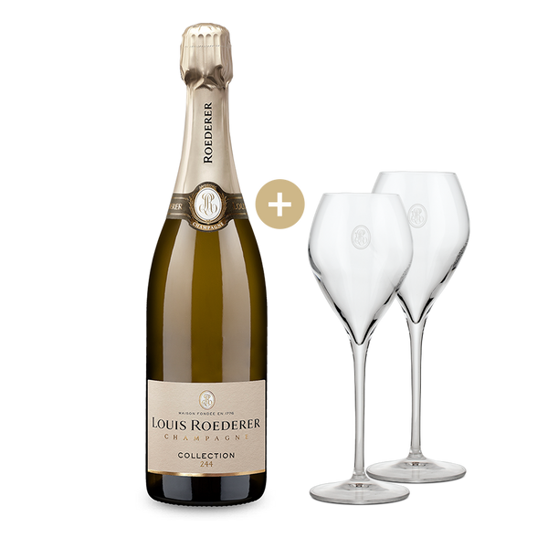 Champagne Louis Roederer Collection 244 brut NV + zwei Champagner-Gläser