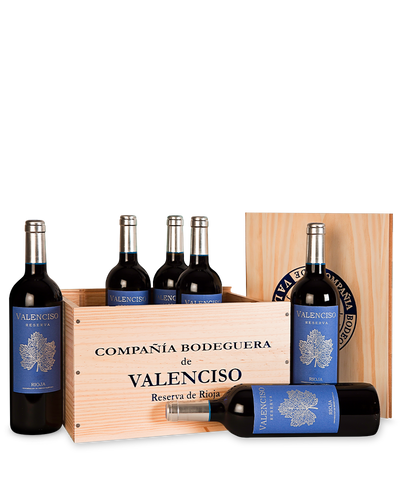 6 Flaschen Valenciso Premium Rioja Reserva in der Holzkiste 2016