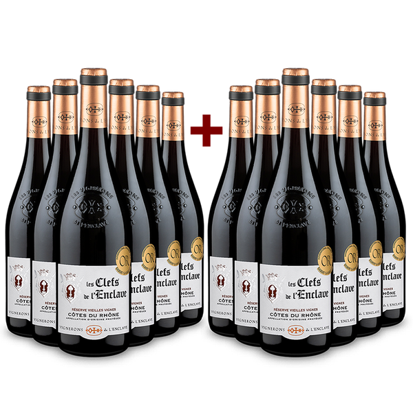 6+6 Flaschen Les Clefs de l'Enclave Réserve Vieilles Vignes Côtes du Rhône 2020