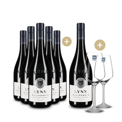 5+1 Flaschen Petite Sirah Zinfandel 2023 + 2 Weingläser