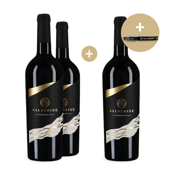 2+1 Flaschen Salsedine Rosso 2022 + Gratis-Kellnermesser