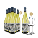 5+1 Flaschen Kaapzicht Sauvignon Blanc + 2 Weingläser