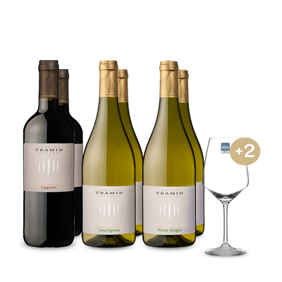 3x2 Cantina Tramin + 2 Weingläser